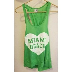 NWT Miami Beach graphic women's cross back racerback tank top, L